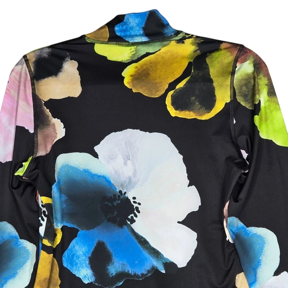 Stine Goya Estelle Stocking Jersey M/L Watercolor Bloom Turtleneck Top Black - Picture 5 of 9
